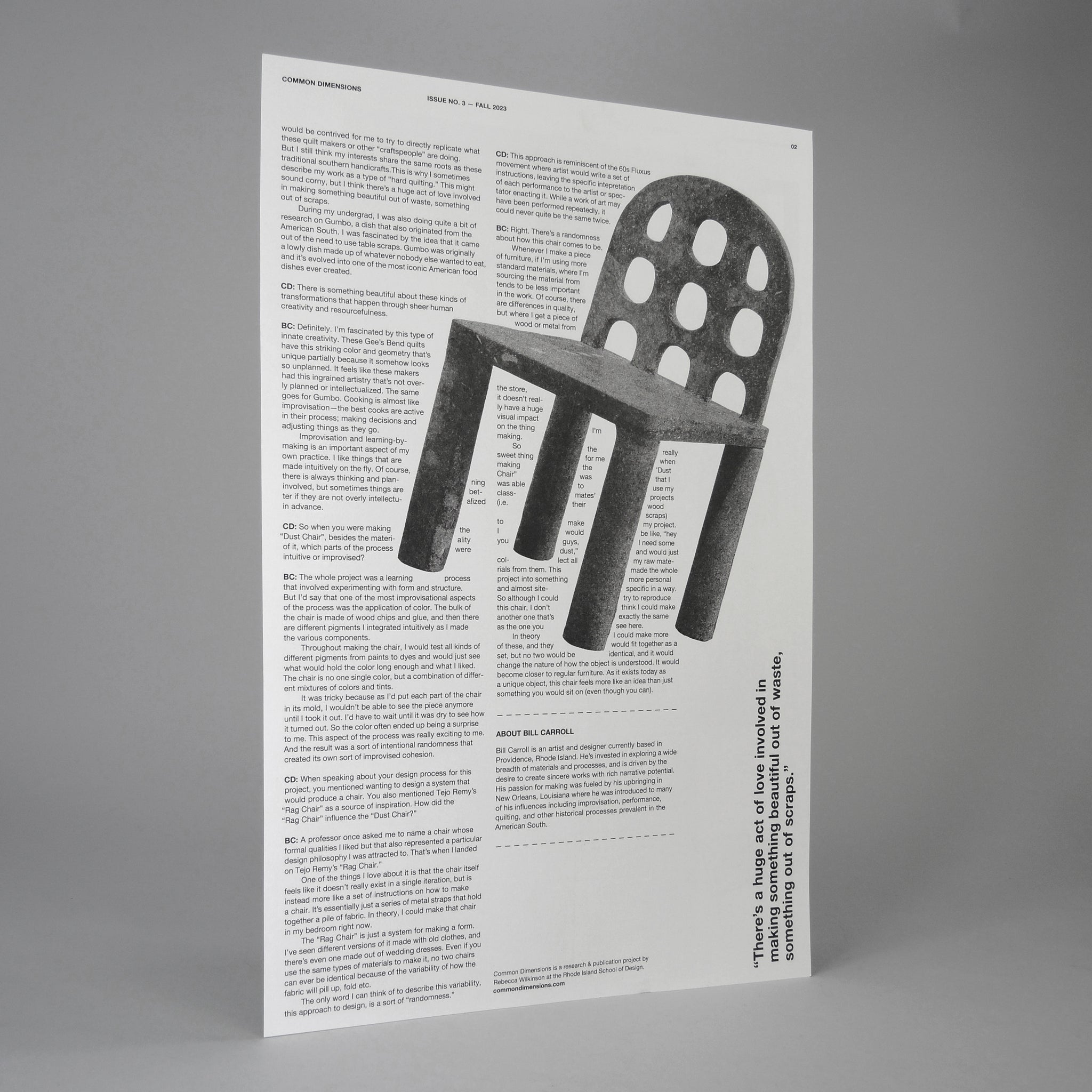 Common Dimensions, No. 3 — Dust Chair (Broadsheet)