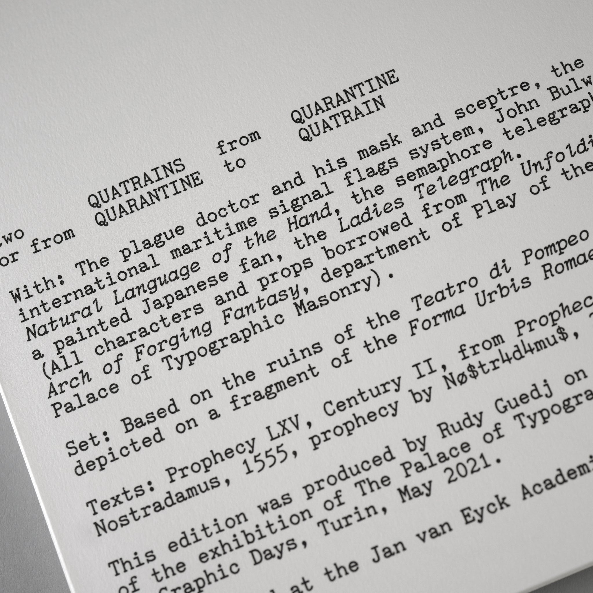two QUATRAINS from QUARANTINE